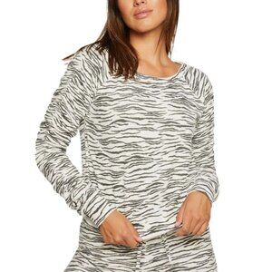 NWT Chaser Women&#39;s Zebra Shirred Sleeve Sweatshirt S
